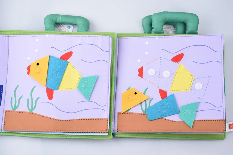 Livro dos Desenhos Livro de Atividade Bebê Pano Animados Tangram Padrão Quebra-cabeça Livros Tranquilos Macio Bonito Desdobramento Aprendizagem Precoce Infantil Educacional 16 Online shopping