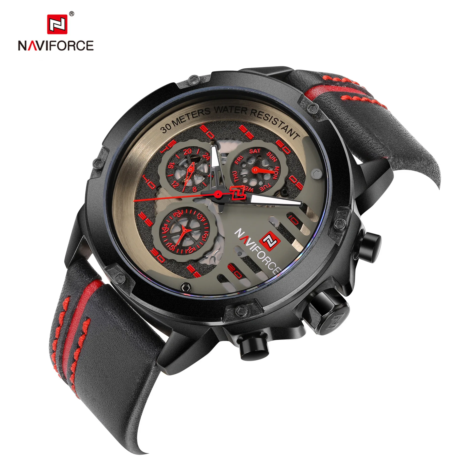 

Naviforce Xiang 9110 Hot Selling Fashion & Sports Students MEN'S Watch Multi-functional Three Eye Quartz Watch