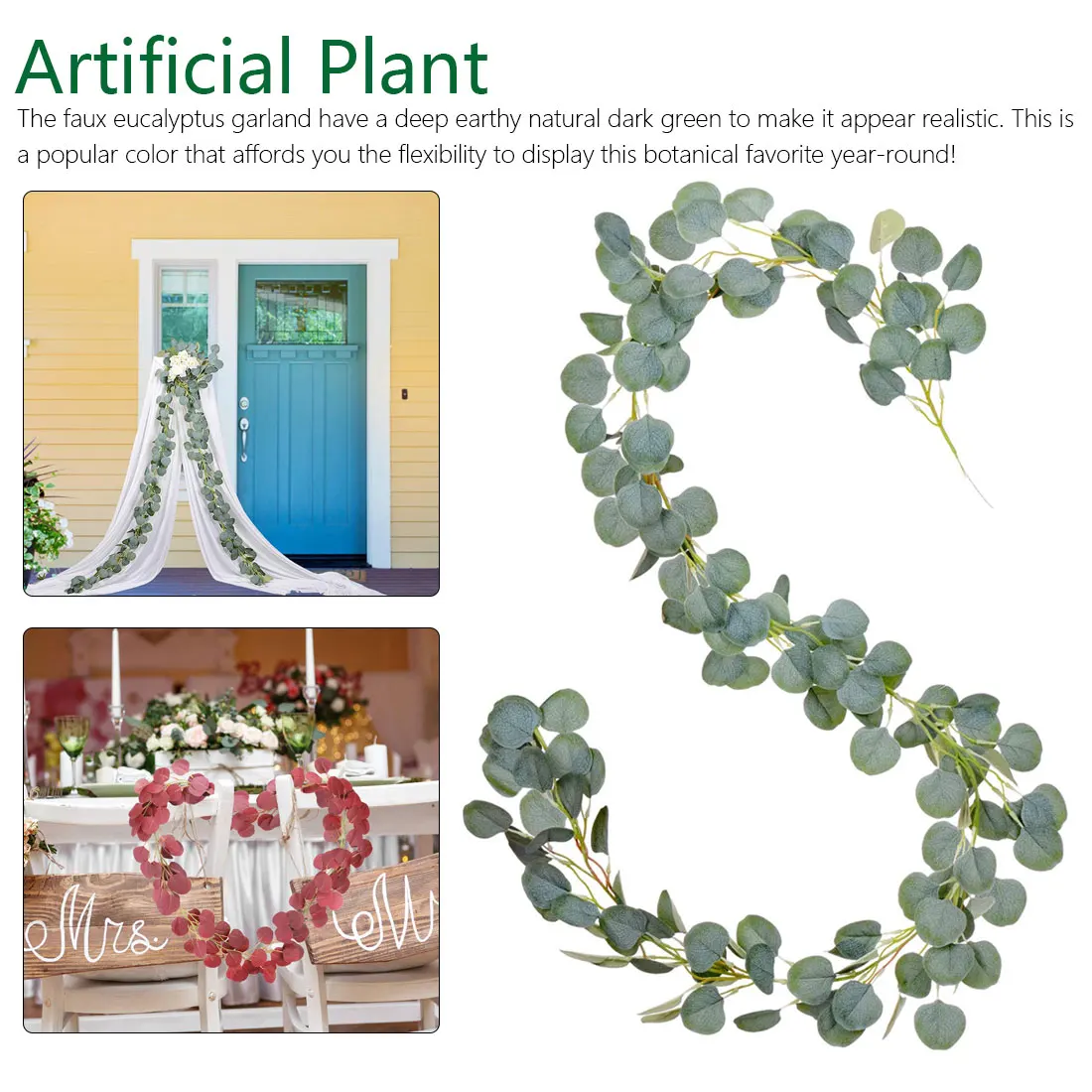 

1PC 2M Artificial Fake Plants Wall Decor Vertical Garden Wedding Decoration Artificial Green Eucalyptus Vines Rattan