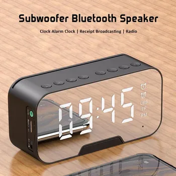 

Gosear LED Wireless Bluetooth Speaker with Alarm Clock Mirror Phone Holder FM Collection Reminder Function for Business Use
