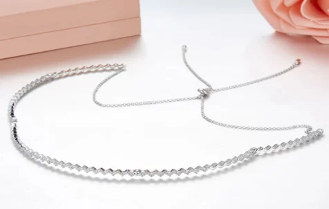 Цельное 925 пробы Серебряное зигзагообразное волнистое ожерелье Регулируемая цепочка вверх и вниз колье ожерелье из циркона Женские Роскошные вечерние ювелирные изделия