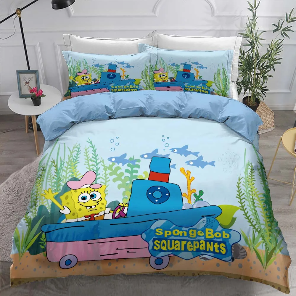 

2/3 Pieces SpongeBob Bed Cover Set 3D Printed Duvet Cover Set Cartoon For Bedroom Bed Quilt Cover Twin Full Queen Bedspread