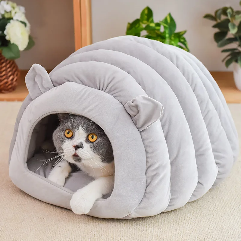 3 Styles Collapsible Cat Bed Pet Winter Plush Cat’s House for Indoor