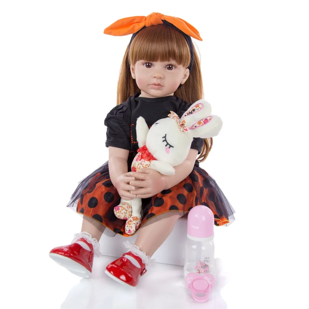 Прекрасная 60 см детская кукла-реборн 24 дюймов Реалистичная принцесса Bebes Reborn силиконовая, виниловая кукла для детей день детей подарочные куклы