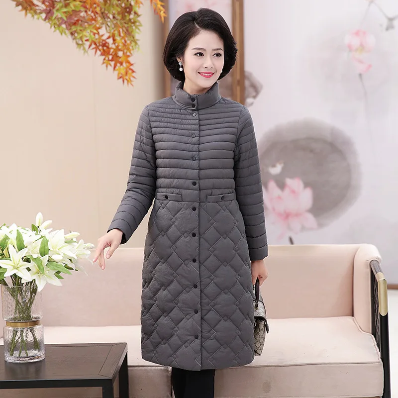 

Middle-aged WOMEN'S Apparels Mom Cotton-padded Clothes Slim Fit Mid-length Winter New Style Large Size Thick Cotton Coat Cotton-