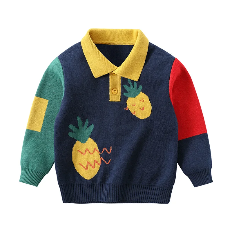 Свитеры для мальчиков детские вязаные пуловеры-поло на осень и зиму модная