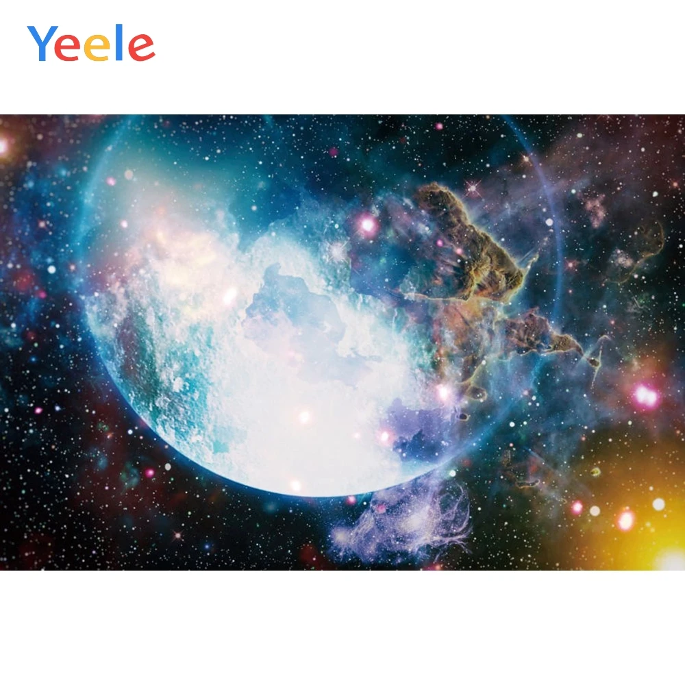

Universe Space Planet Starry Sky Backdrop Baby Boy Birthday Party Custom Vinyl Photography Background Photo Studio Photophone