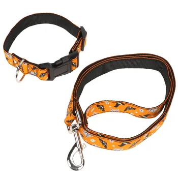 

2pcs Halloween Festival Pet Collars Adjustable Nylon Leash Lovely Necklace
