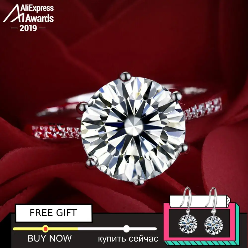 

Round Cut 4 Carat Ring 10MM NOT FAKE S925 Sterling Silver Ring SONA Diamond Halo Fine Ring Unique Style Love Wedding Engagement