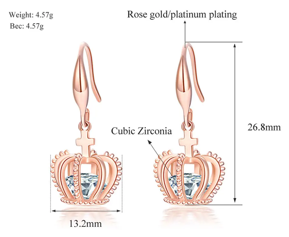 UMODE Корона из розового золота Подвески ожерелье s для женщин прозрачный AAA+ CZ ожерелье Роскошные свадебные ювелирные изделия девушки вечерние подарок UN0317A