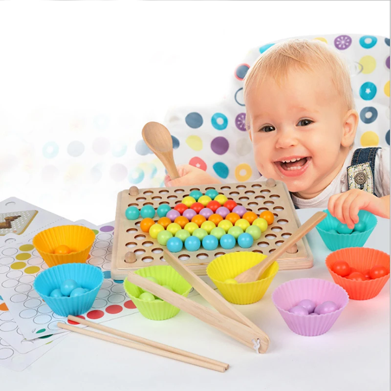 Wooden Beads Game Montessori Educational Early Learn Children Clip Ball Puzzle Preschool Toddler Toys Kids For Children Gifts
