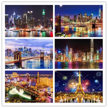 

5D Full round Diamond Painting Scenic bridge Diamond Embroidery Cross Stitch City Scenery Mosaic Home Decoration Holiday gift