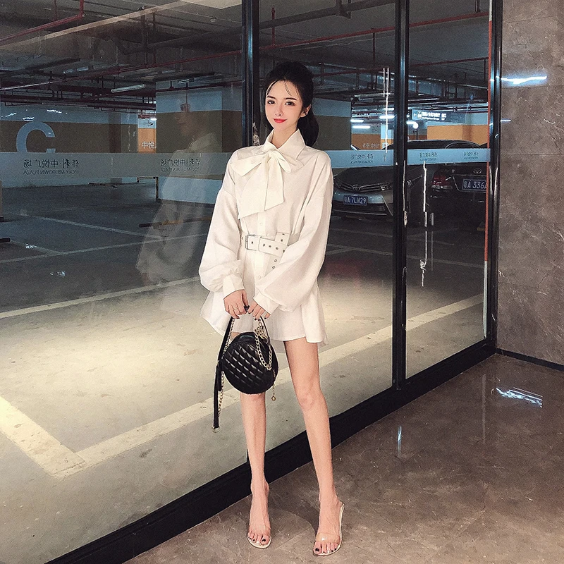 Waistband Elegant Blazer Mini Dress Women Long Sleeve Oversized Jacket Office Lady Wrap Bodycon Autumn Summer Spring Streetwear