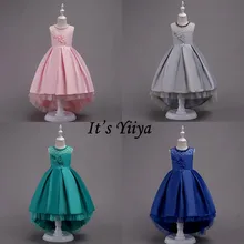 It's Yiya/Платья с цветочным узором для девочек розовые, серые, синие, ЗЕЛЕНЫЕ КРУЖЕВНЫЕ пышные платья с бантом для девочек детское праздничное платье без рукавов с круглым вырезом, 580