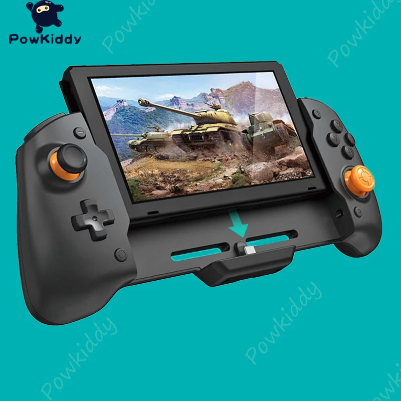POWKIDDY For N-Switch Handheld Controller Grip Console Gamepad Double Motor Vibration Built-in 6-Axis Gyro Sweat-Proof Design