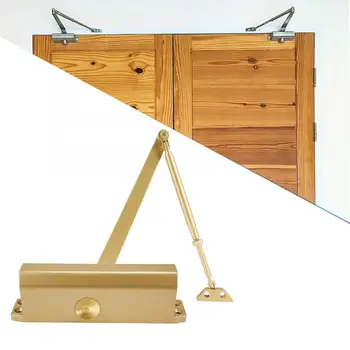 

220.5-286.6Ib 180 Degree Adjustable Automatic Hydraulic Fire Door Closer Closure Gold door stopper