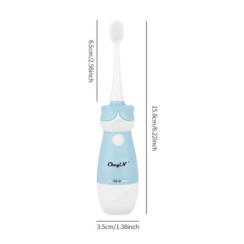 Battery Operated Children Toothbrush 3D Cartoon Teeth Brush Waterproof Kid Electric Wave Toothbrush+ Replaceable Heads