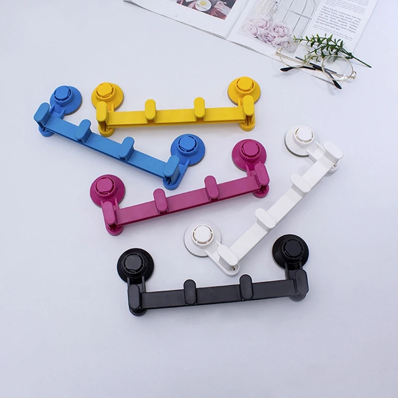 

1pc Bathroom Towel Wall Hooks Suction Cup Hat Bag Hanger Holder Clothes Four Rows Of Hooks Bathroom porte