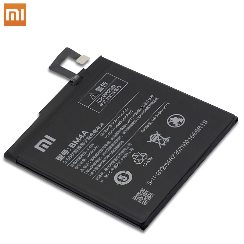 Оригинальный аккумулятор Xiao Mi 4000 мАч аккумуляторы BM4A для телефонов Xiaomi Hongmi Redmi Pro +