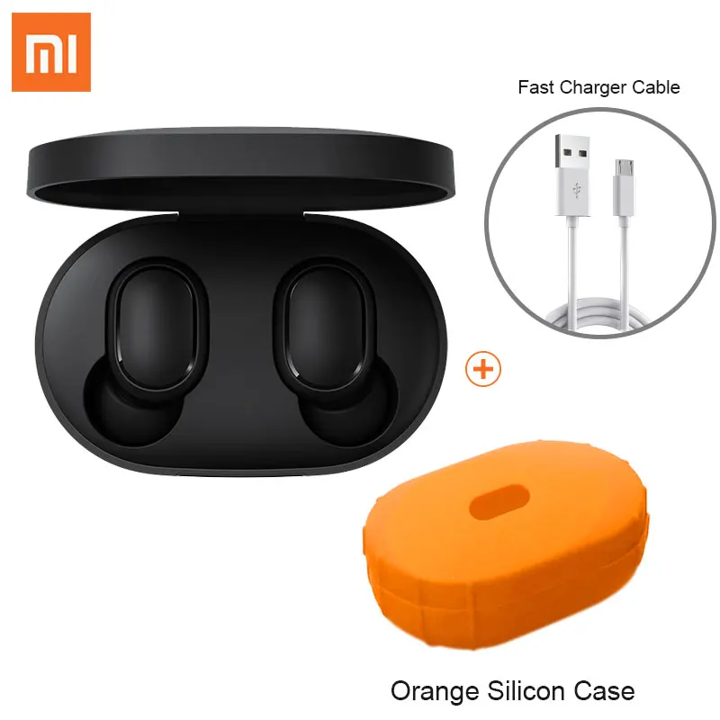 Add Orange Case Xiaomi airdots Redmi AirDots Беспроводные Bluetooth 5,0 наушники-вкладыши стерео бас наушники с микрофоном свободные Наушники управление AI - Цвет: Add Orange Case