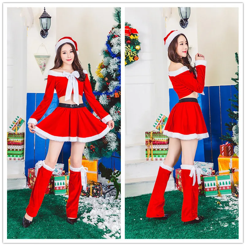 

Christmas Clothing Sexy Christmas Bar KTV off-Shoulder Entertainment Performance Performance Uniform Suit