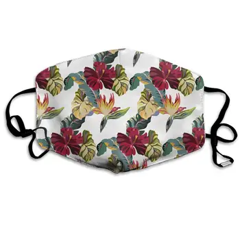 

Seamless Hawaiian-style Flowers And Leaves Washable Reusable Mask, Cotton Anti Dust Half Face Mouth Mask For Kids Teens Men