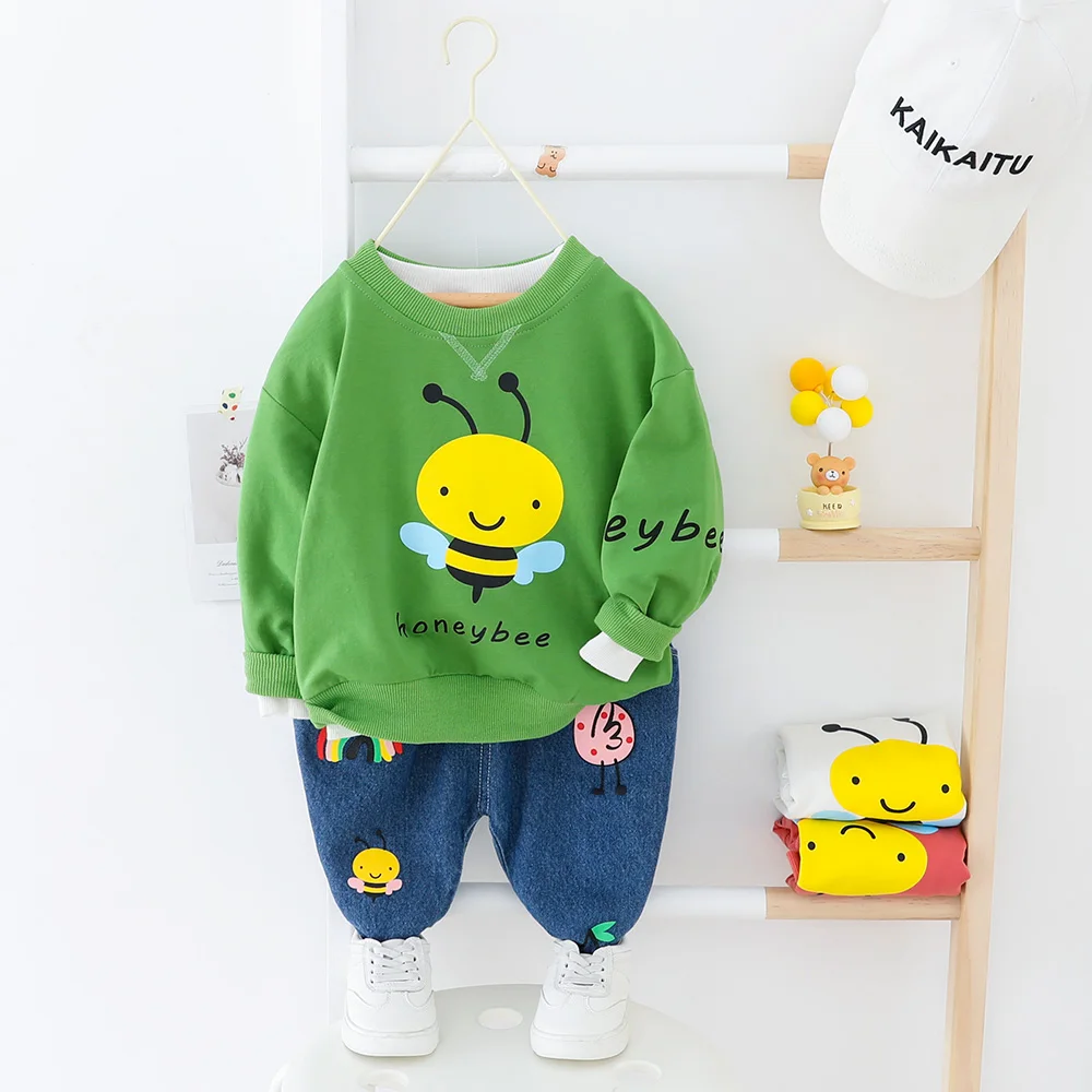 

Baby Boy Clothes Bee O-neck T-Shirt + Jeans 2PCS 2020 New Toddler Boys Spring Autumn Outwear 1 - 4 Year Boutique Kids Clothing