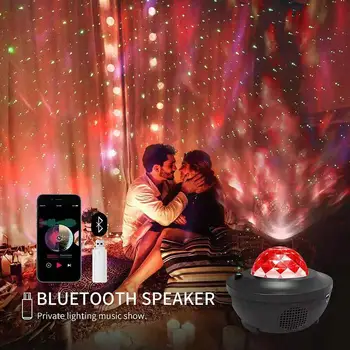 

21 mode LED stage lights Bluetooth flame starlight projector night light with music player for wedding party bedroom effect