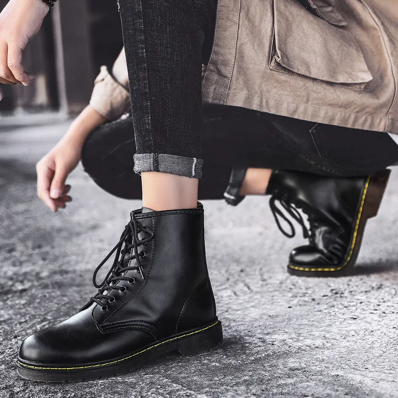 

Winter MEN'S SHOES High Shoes COUPLE'S Trend Martin Boots Tendon Soft-Sole Worker Boot Retro Big Head Leather Shoes 1460