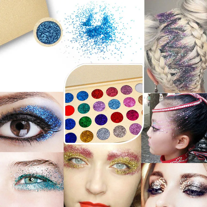 New 24 Colors Eyeshadow Palette Glitter Shimmering High Glossy Shiny Eye Shadow Waterproof Long Lasting Pigmented Eyeshadow