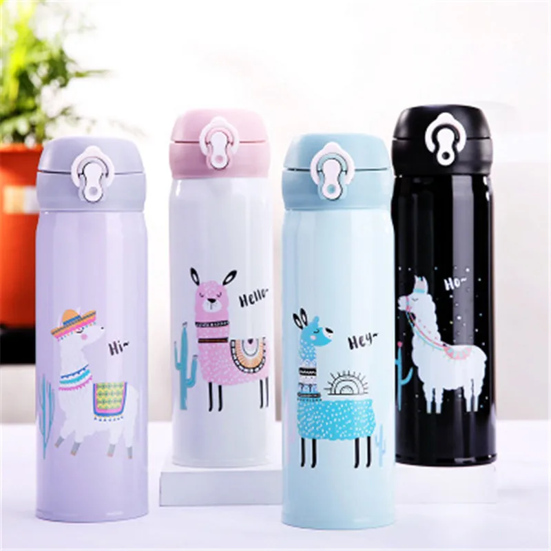 350ml/500ml Cartoon Alpaca Thermos Mug Portable Cute Insulated Cup Stainless Steel Vacuum Flask Thermal Bottle Tumbler Thermocup | Дом и сад