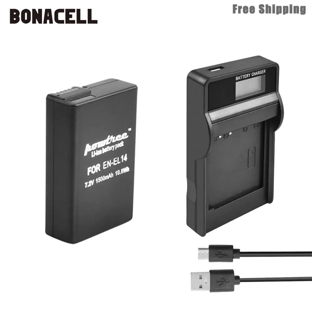Устройство зарядное Bonacell на 1500 мАч для Nikon P7800 P7700 P7100 P7000 D5500 D5300 D5200 D3200 L50|Цифровые