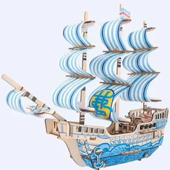 

DIY Building 3D Wooden Sailboat Puzzles Assembly Model Educational Kids Toy practical ability of the child’s puzzle great gifts