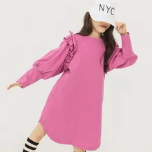 Милое Платье для девочек коллекция года, осеннее платье для девочек, рукав-Волан Детские повседневные платья до колена для школьниц возрастом от 3 до 16 лет, CL086