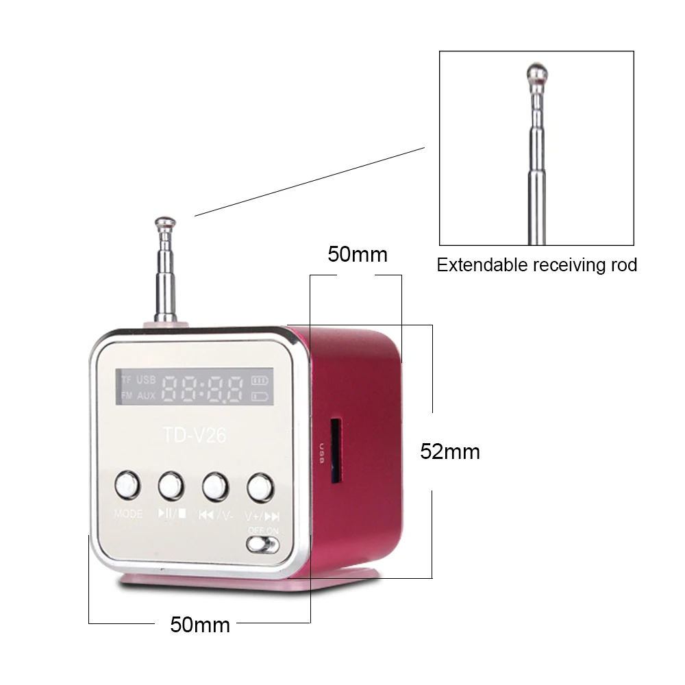 

Mini Radio Receiver Digital Portable Radio FM with USB Spearkers for PC Phone Mp3 Music Player Support SDTF Card