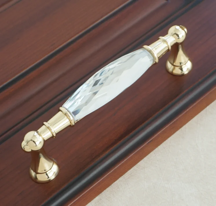 small handle 3,7" 5" хрустальные ручки ящика комода золотые ручки кухонного шкафа Ручка для раздвижной двери шкафа ручки 96 128 мм - Цвет: small handle