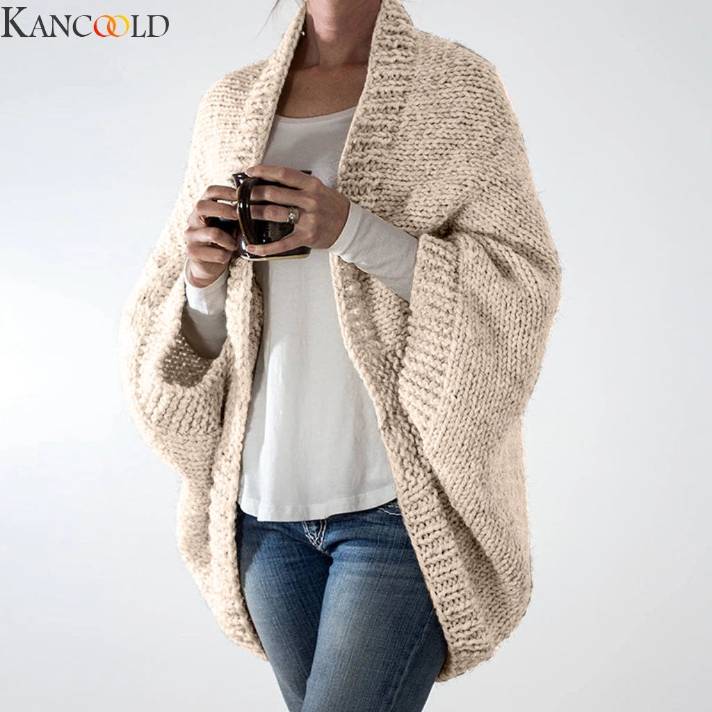 KANCOOLD, женские свитшоты, кардиганы, зимние, модные, вязанные, с длинным рукавом, пуловеры, v-образный вырез, свободные, уличная одежда, новая мода, верхняя одежда