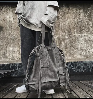 

Vintage Multi-functional Canvas Handbag for Student School Teacher Fabric Leisure Top-handle Bag for Teenager Big Shopping Bag