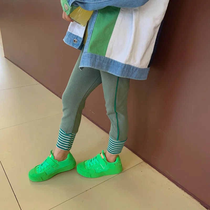 Повседневные Спортивные Леггинсы для маленьких девочек; новые осенние детские обтягивающие штаны в Корейском стиле; детские брюки в мозаичном стиле