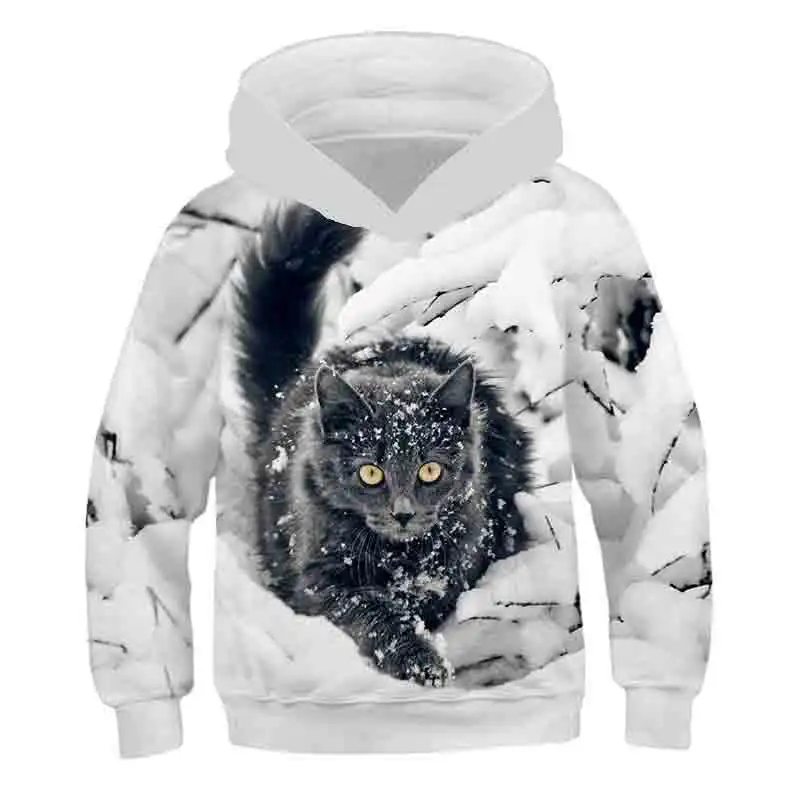 hoodie kid Girls Clothes Spring Summer Casual Boys Clothing Funny Cute Cat 3D Print Long Sleeve Sweatshirt Kids Children Fashion Tops baby hooded shirt