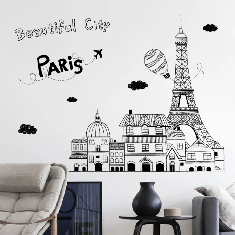 

Creative Sketch Tower Wall Sticker Home Decor Wall Decals for Living Room Bedroom PVC Mural Art DIY Poster