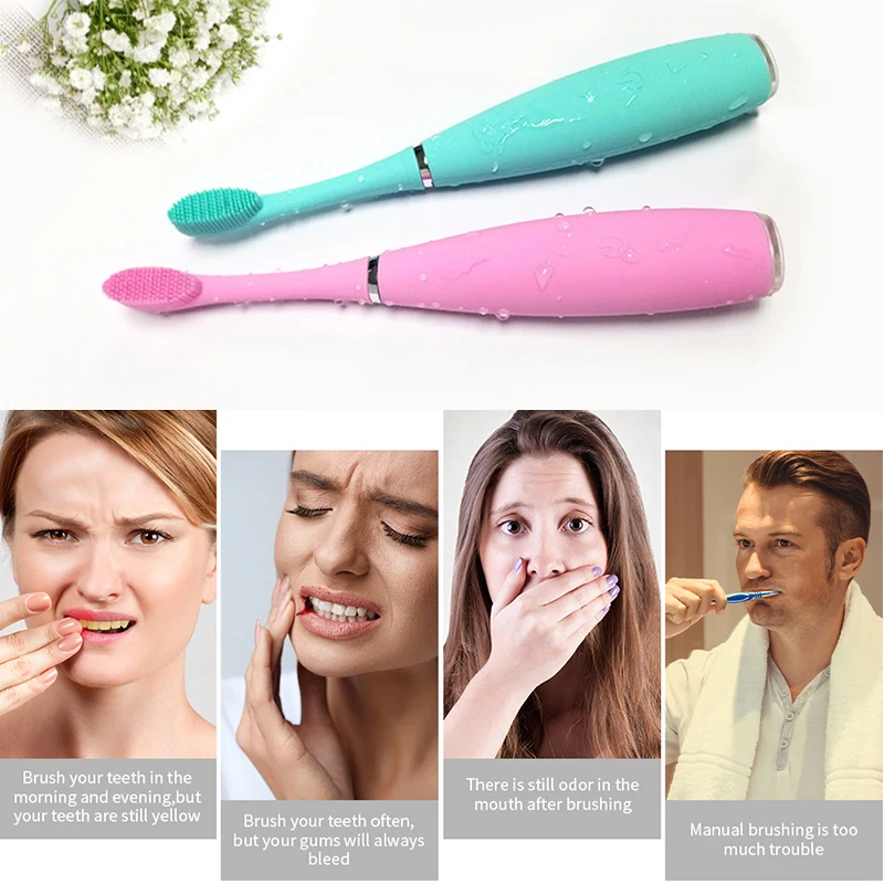 

Electric Toothbrush Waterproof Sonic with 2 Brush Portable Rechargeable Wireless Sonic Tooth Brush Ultrasonic Toothbrush 30