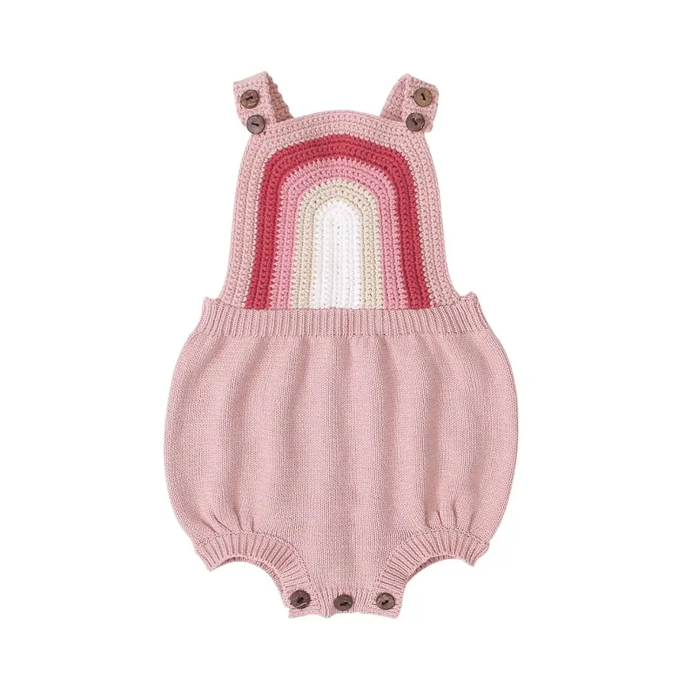 

Newborn Knitted Baby Clothes Newborn Baby Girl Boy Romper Sleeveless Rainbow Infant Baby Jumpsuit T157