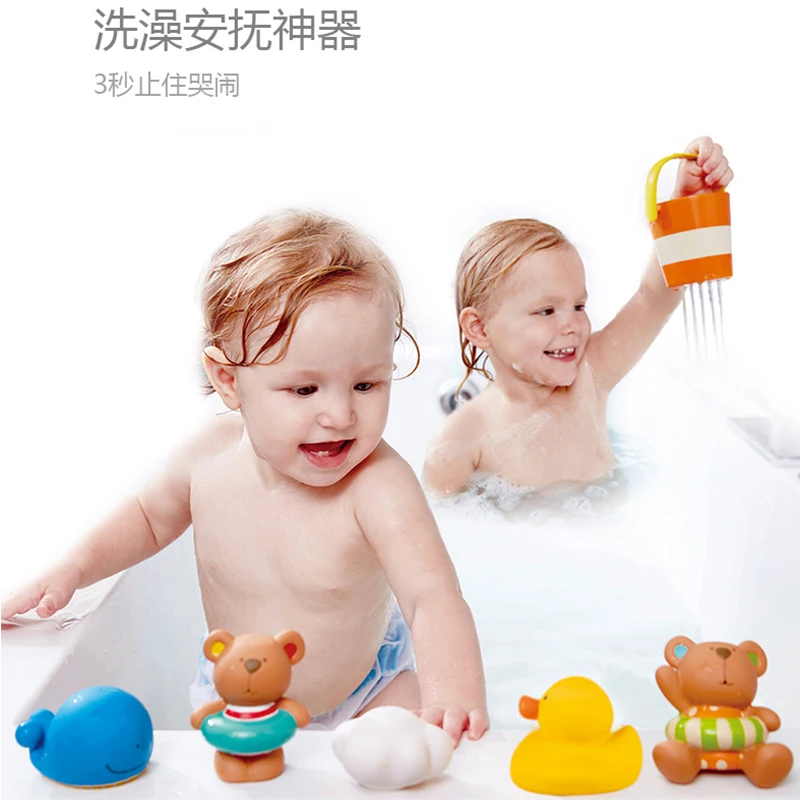 Hape baby bath toys Игрушка для воды детские игрушки красочное ведро резиновый утка на бассейне