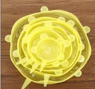 Yellow 6 шт./компл. Мягкая силиконовая крышка многоразовая герметичная пищевая упаковка стрейч Вакуумная крышка уплотнения для сохранения свежести герметичная емкость кухонная посуда - Цвет: Yellow