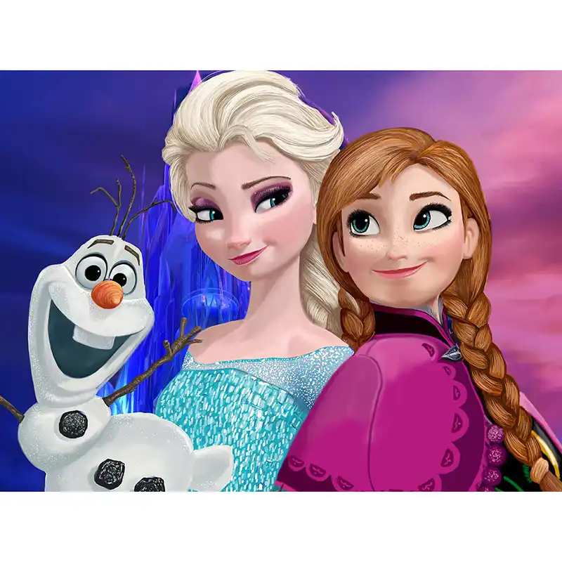Elmas Boyama Dondurulmus Elsa Anna Karikatur Prenses Tam Kare