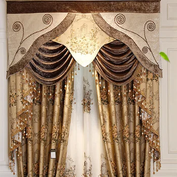 

New European Style Curtains for Living Dining Room Bedroom Embroidered Thickening Curtains Finished Product Customization