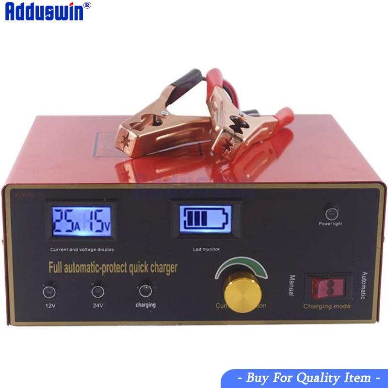 

600W 25A Smart Automatic 12V/24V Car Storage Battery Charger LCD 5-stage Intelligent Pulse Repair for Lead Acid Battery 36-400AH