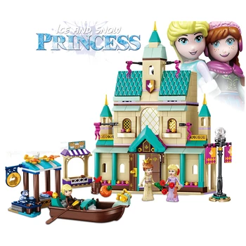 

Girl Friends Fairy Princess Queen Anna Elsa Arendelle Castle Village Snow World Building Blocks Compatible 41167 Toys