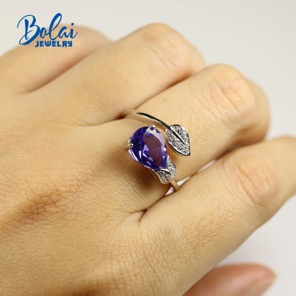 Bolaijewelry, нано Синий танзанит драгоценный камень кольцо из стерлингового серебра 925 пробы простой дизайн хорошее ювелирное изделие для женщин хороший подарок на год